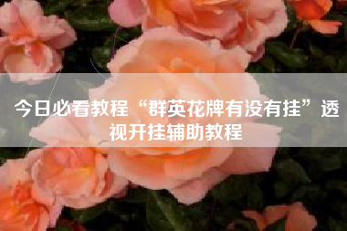 今日必看教程“群英花牌有没有挂”透视开挂辅助教程