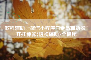 教程辅助“微信小程序白金岛辅助器”开挂神器{透视辅助}全揭秘 教程辅助“微信小程序白金岛辅助器”开挂神器{透视辅助}全揭秘