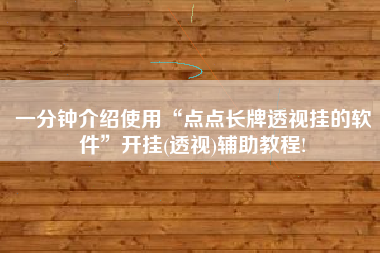 一分钟介绍使用“点点长牌透视挂的软件”开挂(透视)辅助教程!