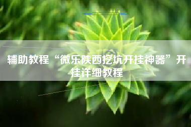 辅助教程“微乐陕西挖坑开挂神器”开挂详细教程 辅助教程“微乐陕西挖坑开挂神器”开挂详细教程