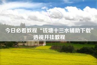 今日必看教程“钱塘十三水辅助下载”透视开挂教程 今日必看教程“钱塘十三水辅助下载”透视开挂教程