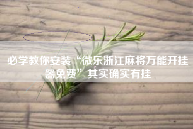 必学教你安装“微乐浙江麻将万能开挂器免费”其实确实有挂 必学教你安装“微乐浙江麻将万能开挂器免费”其实确实有挂