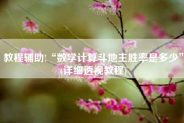 教程辅助!“数学计算斗地主胜率是多少”(详细透视教程)