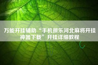 万能开挂辅助“手机微乐河北麻将开挂神器下载”开挂详细教程