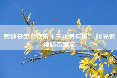 教你安装“欢乐十三水有挂吗”(曝光透视必备猫腻