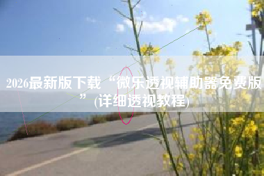 2026最新版下载“微乐透视辅助器免费版”(详细透视教程) 2026最新版下载“微乐透视辅助器免费版”(详细透视教程)