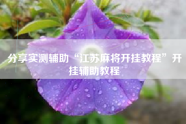 分享实测辅助“江苏麻将开挂教程”开挂辅助教程