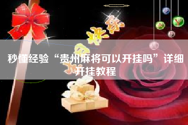 秒懂经验“贵州麻将可以开挂吗”详细开挂教程