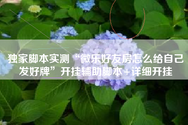 独家脚本实测“微乐好友房怎么给自己发好牌”开挂辅助脚本+详细开挂