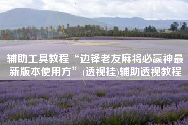 辅助工具教程“边锋老友麻将必赢神最新版本使用方”(透视挂)辅助透视教程