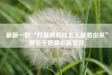 最新一款“打麻将有挂怎么能看出来”微乐干瞪眼必赢软件