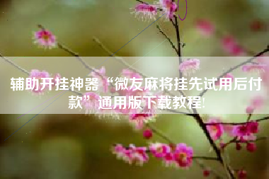 辅助开挂神器“微友麻将挂先试用后付款”通用版下载教程! 辅助开挂神器“微友麻将挂先试用后付款”通用版下载教程!