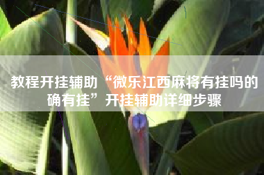 教程开挂辅助“微乐江西麻将有挂吗的确有挂”开挂辅助详细步骤