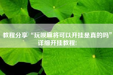 教程分享“玩呗麻将可以开挂是真的吗”详细开挂教程!