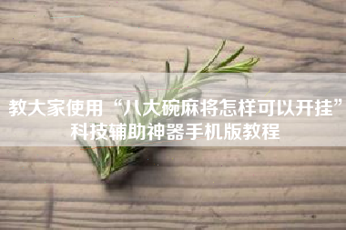 教大家使用“八大碗麻将怎样可以开挂”科技辅助神器手机版教程