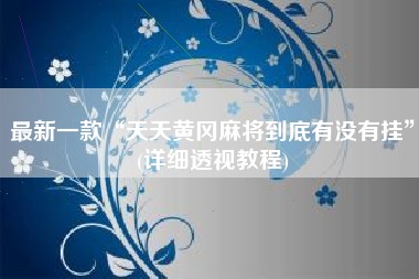 最新一款“天天黄冈麻将到底有没有挂”(详细透视教程) 最新一款“天天黄冈麻将到底有没有挂”(详细透视教程)
