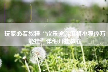 玩家必看教程“欢乐途游麻将小程序万能挂”详细开挂教程