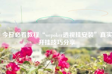 今日必看教程“wepoker透视挂安装”真实开挂技巧分享