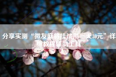分享实测“微友麻将挂试用一天30元”详细教程辅助工具
