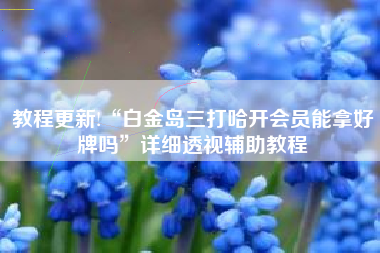 教程更新!“白金岛三打哈开会员能拿好牌吗”详细透视辅助教程