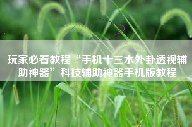 玩家必看教程“手机十三水外卦透视辅助神器”科技辅助神器手机版教程