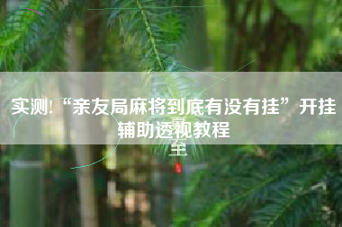 实测!“亲友局麻将到底有没有挂”开挂辅助透视教程