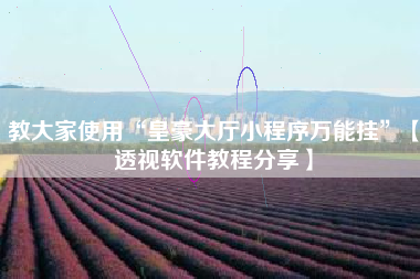 教大家使用“皇豪大厅小程序万能挂”【透视软件教程分享】