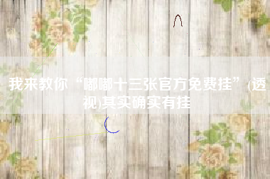 我来教你“嘟嘟十三张官方免费挂”(透视)其实确实有挂