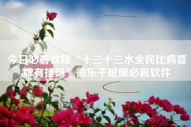 今日必看教程“十三十三水全民比鸡喜牌有挂吗”微乐干瞪眼必赢软件