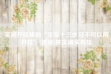 实测开挂辅助“乐享十三水可不可以用开挂”(透视)其实确实有挂