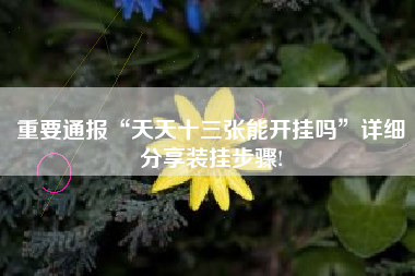重要通报“天天十三张能开挂吗”详细分享装挂步骤!