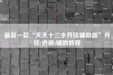 最新一款“天天十三水开挂辅助器”开挂(透视)辅助教程