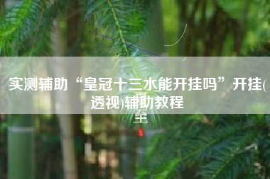 实测辅助“皇冠十三水能开挂吗”开挂(透视)辅助教程