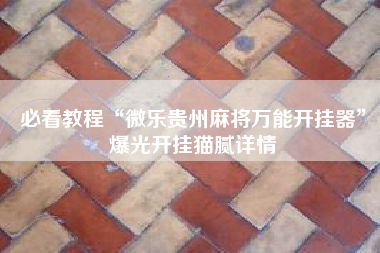 必看教程“微乐贵州麻将万能开挂器”爆光开挂猫腻详情