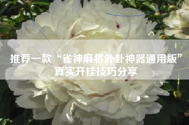 推荐一款“雀神麻将外卦神器通用版”真实开挂技巧分享