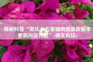 揭秘科普“微乐卡五星辅助器最新版本更新内容介绍”(确实有挂)