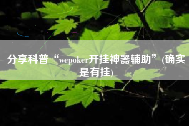 分享科普“wepoker开挂神器辅助”(确实是有挂)