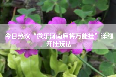 今日热议“微乐河南麻将万能挂”详细开挂玩法