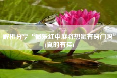 解析分享“微乐红中麻将想赢有窍门吗”(真的有挂) 解析分享“微乐红中麻将想赢有窍门吗”(真的有挂)