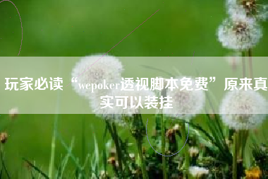 玩家必读“wepoker透视脚本免费”原来真实可以装挂