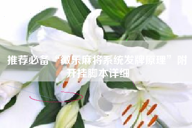 推荐必备“微乐麻将系统发牌原理”附开挂脚本详细 推荐必备“微乐麻将系统发牌原理”附开挂脚本详细