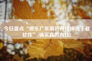 今日盘点“微乐广东麻将开挂神器下载软件”(确实真的有挂)