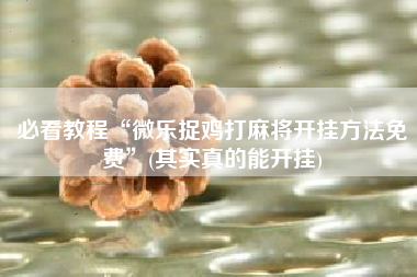 必看教程“微乐捉鸡打麻将开挂方法免费”(其实真的能开挂)