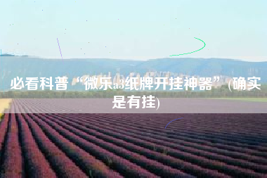 必看科普“微乐a3纸牌开挂神器”(确实是有挂)
