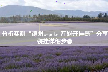 分析实测“德州wepoker万能开挂器”分享装挂详细步骤