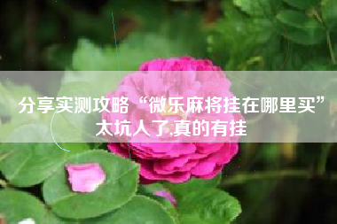 分享实测攻略“微乐麻将挂在哪里买”太坑人了,真的有挂