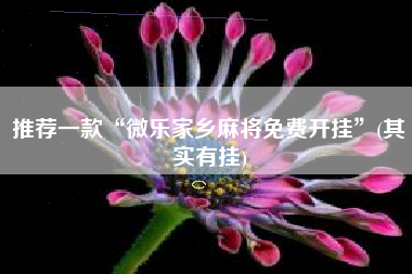 推荐一款“微乐家乡麻将免费开挂”(其实有挂) 推荐一款“微乐家乡麻将免费开挂”(其实有挂)