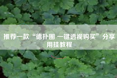 推荐一款“德扑圈 一键透视购买”分享用挂教程