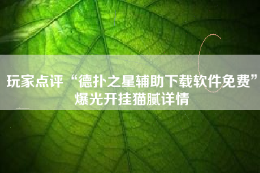玩家点评“德扑之星辅助下载软件免费”爆光开挂猫腻详情