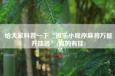 给大家科普一下“微乐小程序麻将万能开挂器”(真的有挂)